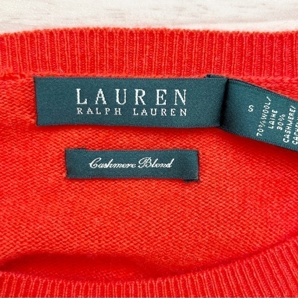 Lauren‎ Ralph Lauren Cashmere Wool Blend Crewneck Sweater in Red, Size Small - Picture 3 of 9